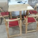 Bàn ăn xếp gọn hình chữ nhật 4 ghế Japan màu gỗ tự nhiên - ghế có nệm màu đỏ 1