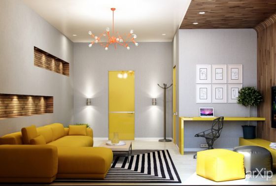 Phòng khách nhà bạn sẽ bừng sáng, nổi bật và cực kỳ bắt mắt với nội thất màu vàng rực rỡ